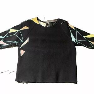 Vtg Jo Jo Imports Hong Kong Wool Lined Embroidered Ss Top
